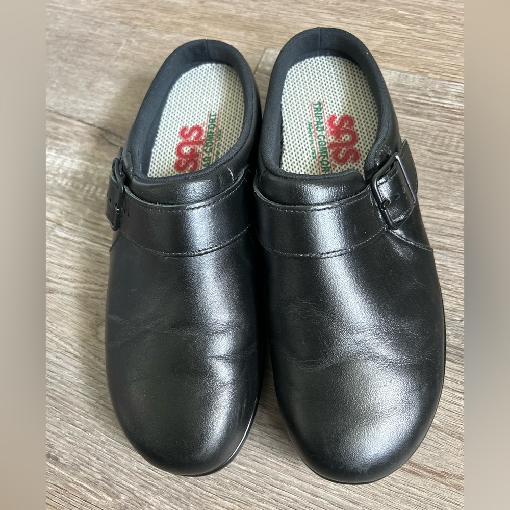SAS Clog slip on Classic Black Leather Loafers - Picture 6 of 10